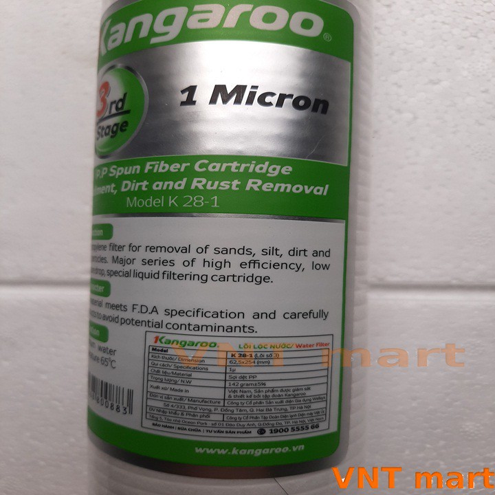 Lõi số 3 - Lõi Lọc nước Kangaroo – PP 1 micron - Phụ kiện máy lọc nước Kangaroo - VNT Mart