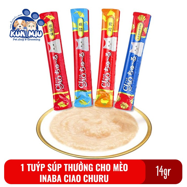 1 tuýp Súp thưởng Inaba Ciao Churu cho mèo 14g các vị