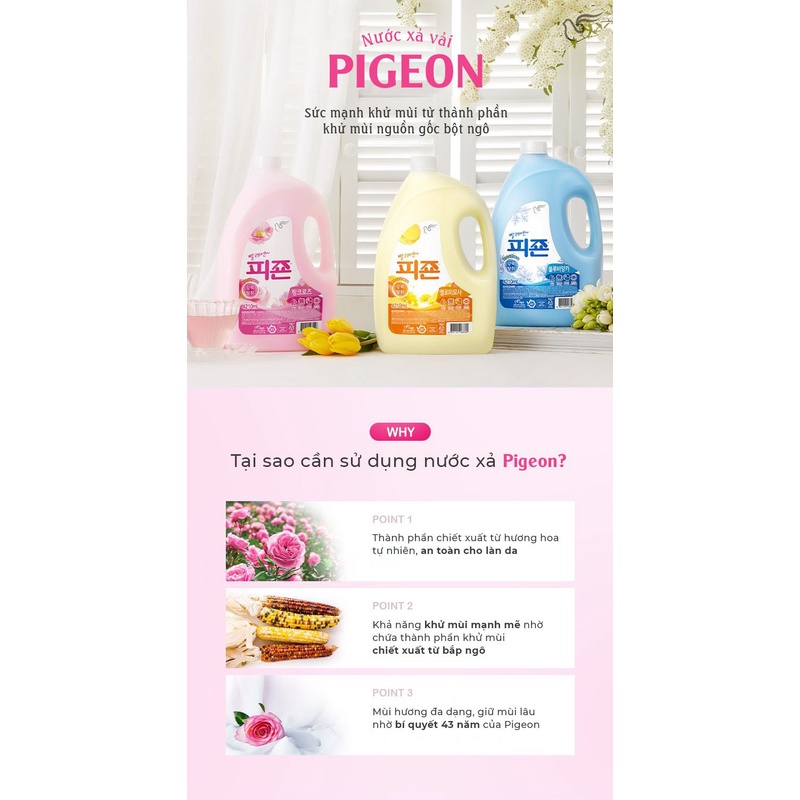NƯỚC XẢ VẢI PIGEON HƯƠNG HOA CAN BIANCA XANH 2500ML