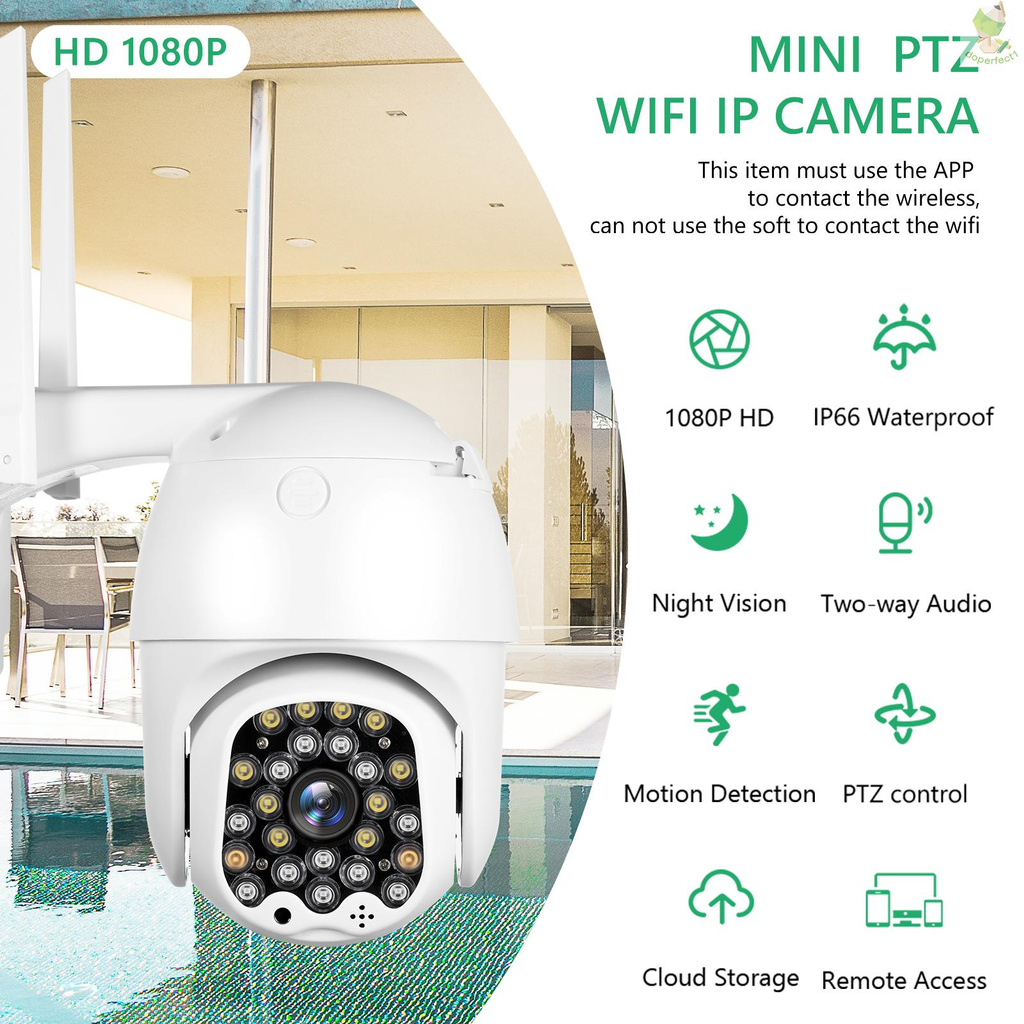 Camera An Ninh Ngoài Trời Kết Nối Wifi 1080p Chống Nước Ip66 Với Tầm Nhìn Đêm Và Điều Khiển Từ Xa