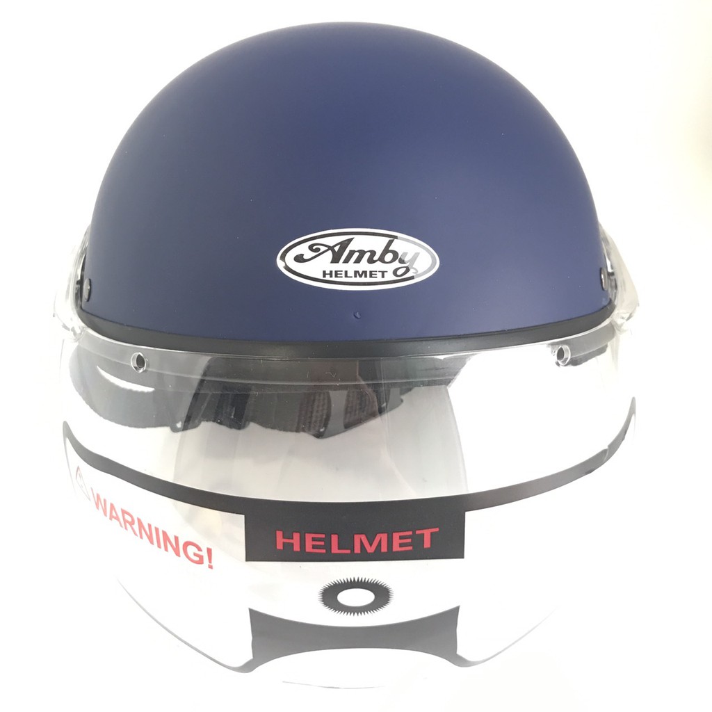 Nón bảo hiểm nửa đầu có kính siêu chất - Amby Helmet - Xanh than nhám