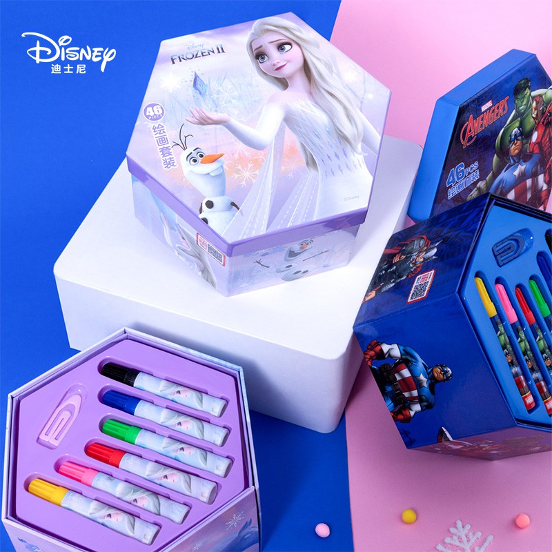 Hộp bút màu đa năng 42/46 chi tiết giúp bé học vẽ hiệu quả, hộp màu vẽ đa năng-DISNEY