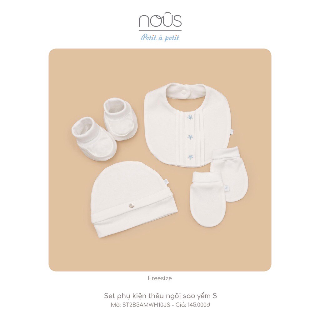 Set phụ kiện bao tay chân mũ và yếm cao cấp Nous