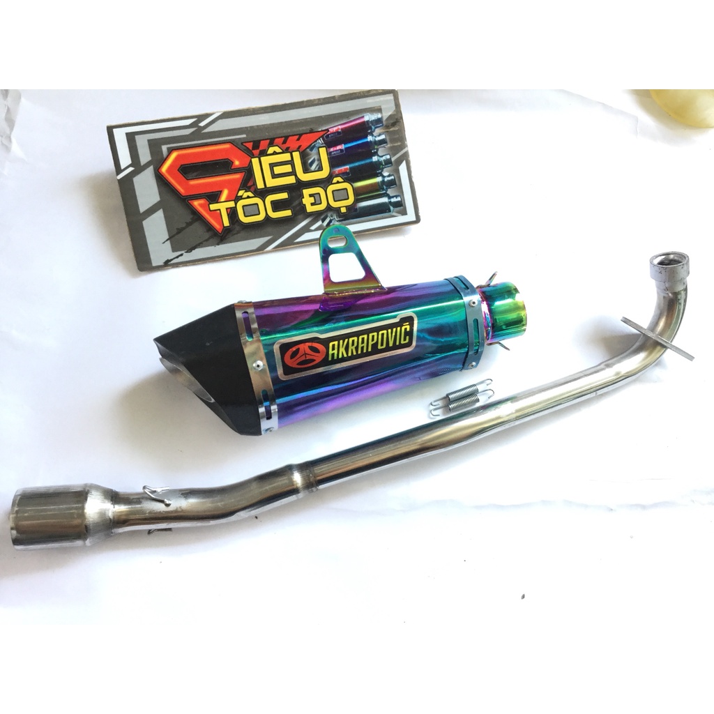 Bộ pô akapovic 7 màu FULL CỔ INOX THẲNG WAVE, SI, CUP, DREAM, EXCITER, WINER, SONIC, RAIDER FI, SATRIA, GSX