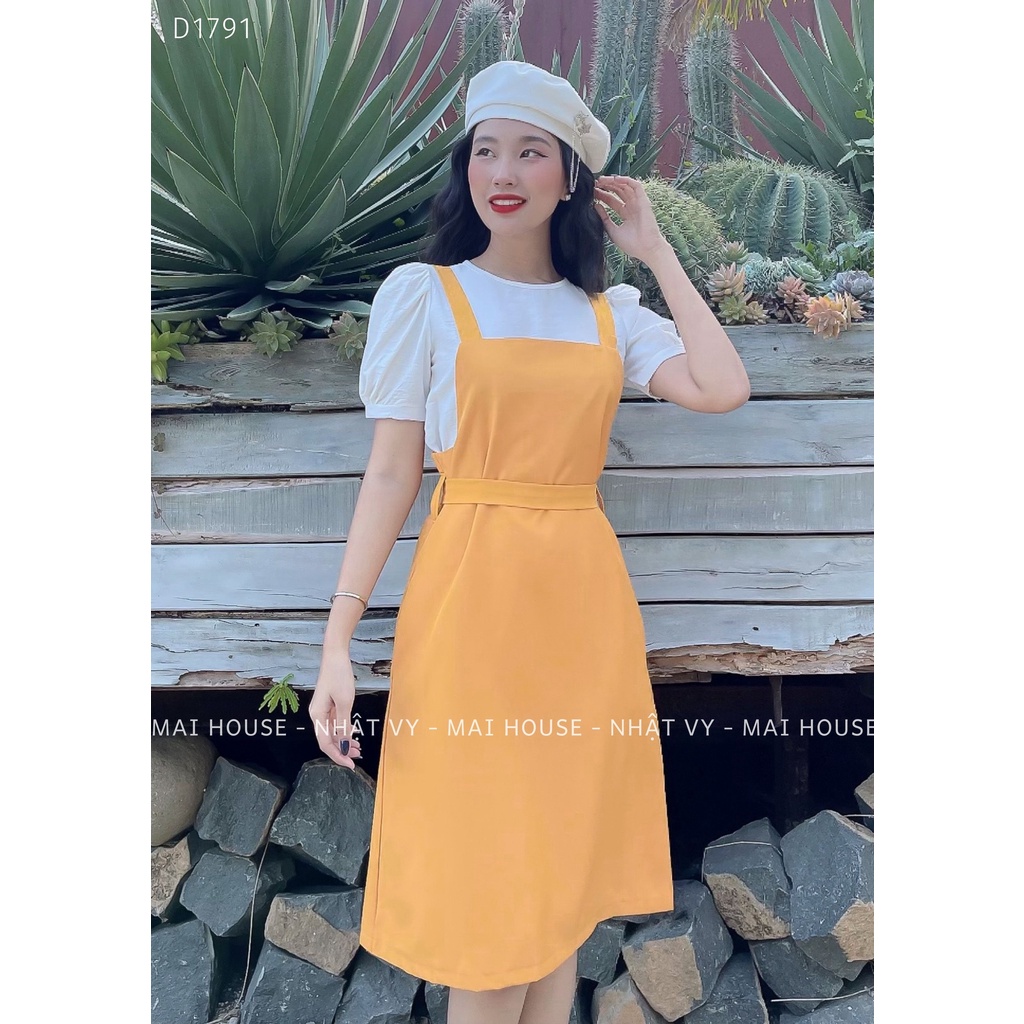 Đầm Nữ NHẬT VY Cổ Vuông Kèm Dây Chất Kaki Thun Không Kèm Áo Đi Chơi Dáng Suông Màu Đỏ, Vàng - D1791 | BigBuy360 - bigbuy360.vn