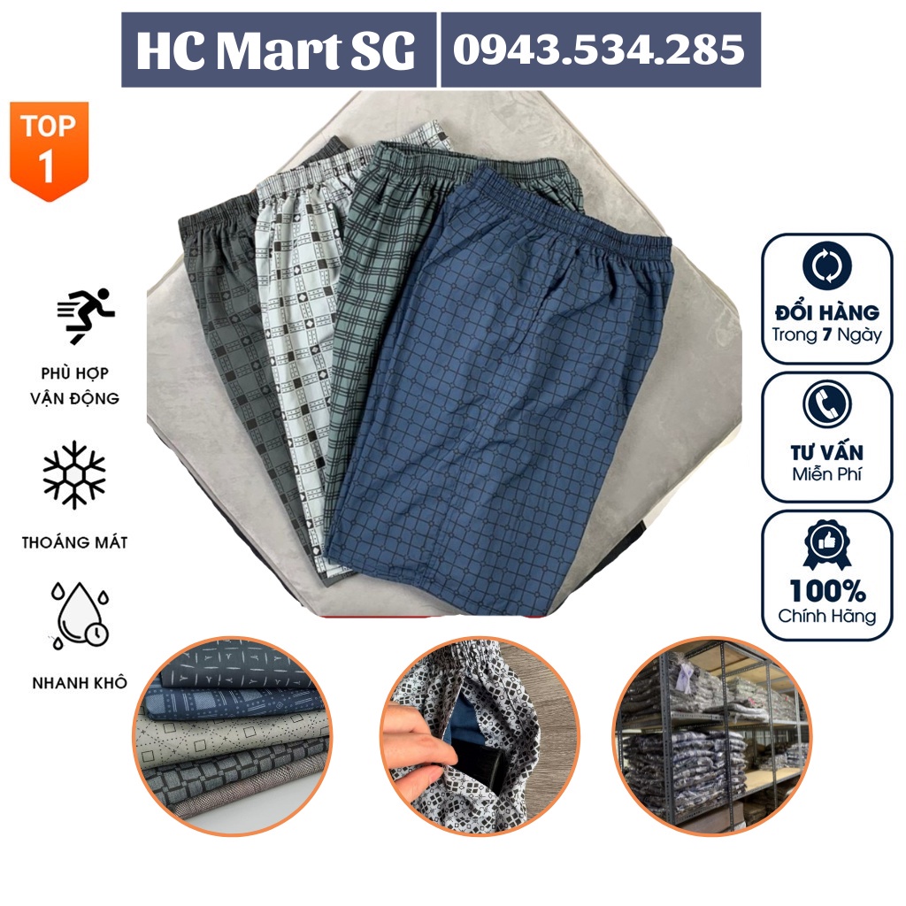 Combo 5 quần dùi nam KAW - Đủ size dưới 80kg - Chất cotton thoáng mát, túi có khóa kéo