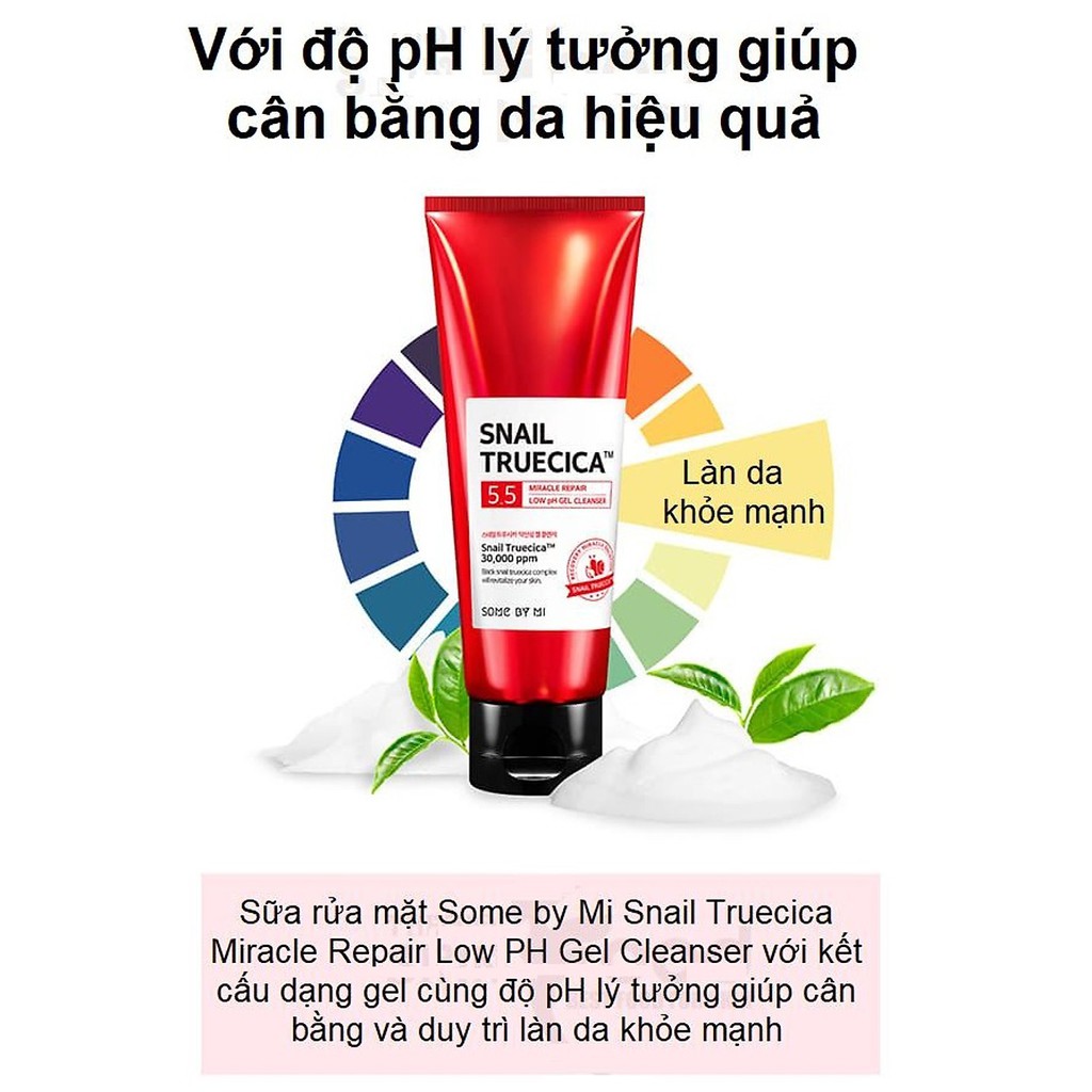 Bộ 4 sản phẩm dưỡng da, tái tạo phục hồi sẹo lõm Some By Mi Snail Truecica( Cleanser, Toner, Serum, cream)