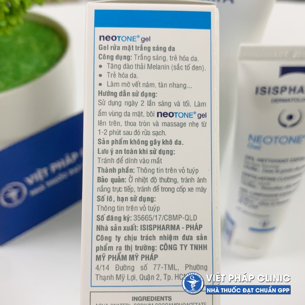 Sữa rửa mặt làm sáng da, giảm thâm nám Isis Pharma Neotone Gel
