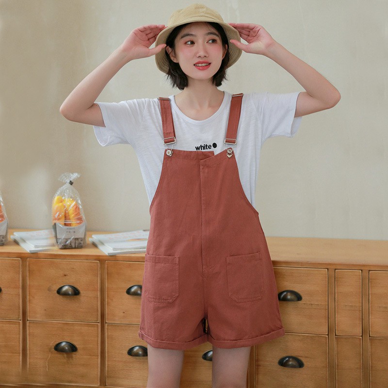 [ORDER] yếm quần ulzzang quần yếm nữ đẹp ngắn kaki kiểu dáng Hàn Quốc ống rộng