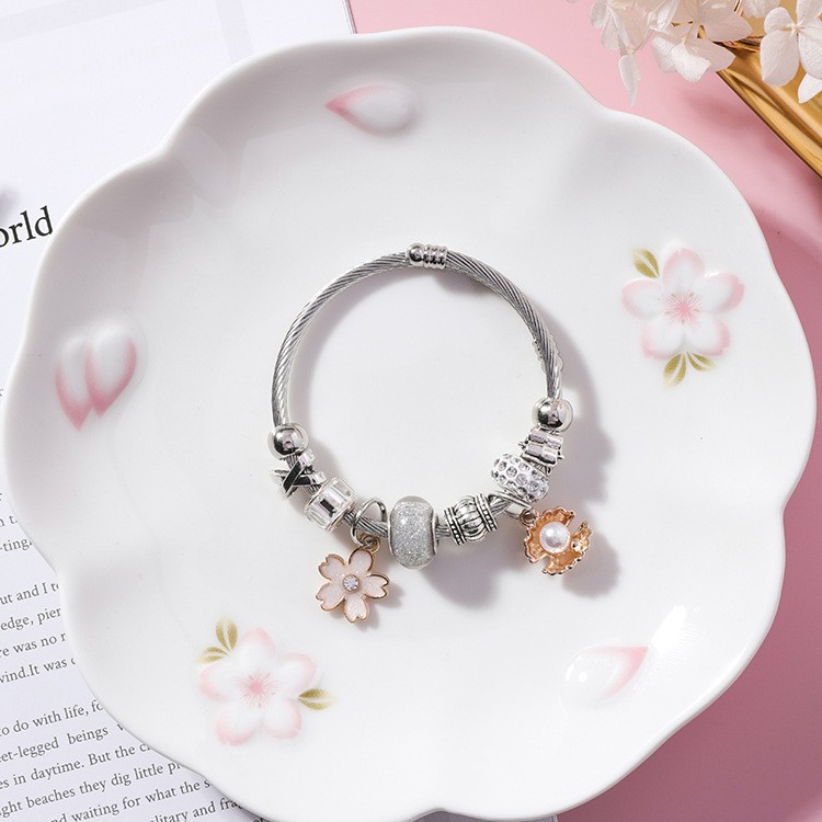 XiaoboACC Vòng Tay Mặt Hình Hoa Hồng Phong Cách Hàn Quốc