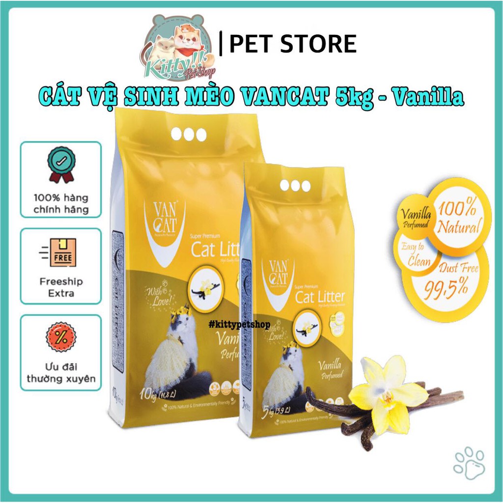 Cát vệ sinh VanCat Cat Litter, cát vệ sinh Thổ Nhĩ Kỳ, cát vệ sinh khử mùi, siêu vón, không bụi - Kitty Pet Shop