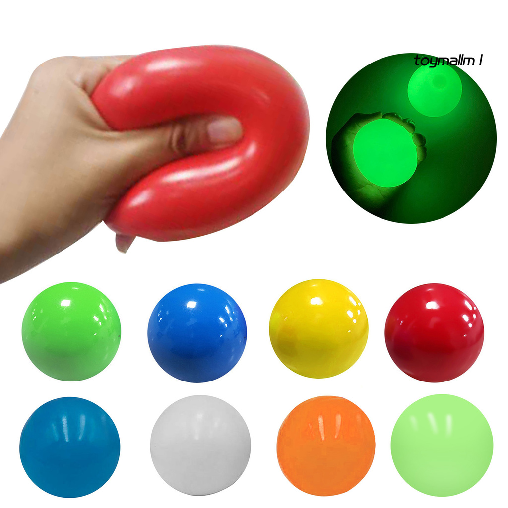 toymall 4.5cm Luminous Sticky Ceiling Wall Squeeze Throw Target Ball Decompression Toy