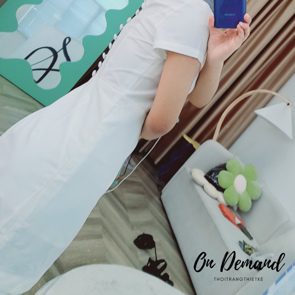 Đầm công sở nữ thiết kế On Demand cao cấp váy dự tiệc cưới sang trọng dáng suông cài nút thời trang
