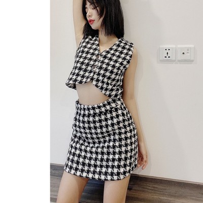 YU CHERRY | Váy nữ vải tweed dáng chữ A Gingham A Skirt YV035