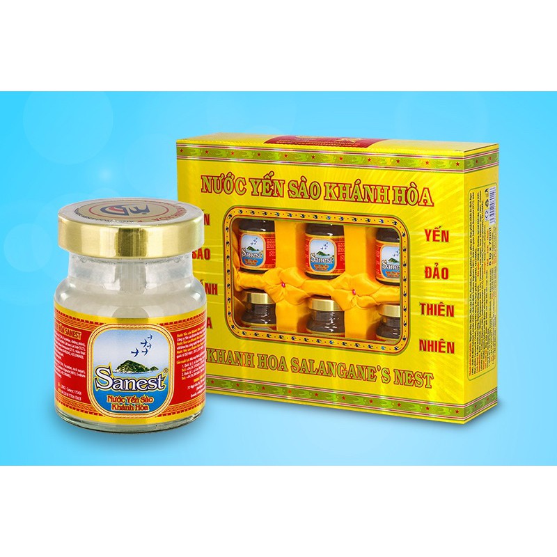 HỘP 6 LỌ NƯỚC YẾN SÀO CAO CẤP SANEST KHÁNH HÒA 70ML CÓ ĐƯỜNG/ KHÔNG ĐƯỜNG