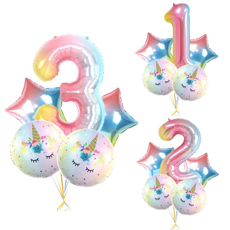 Set 5 bong bóng 18 inch kiểu kỳ lân trang trí tiệc sinh nhật