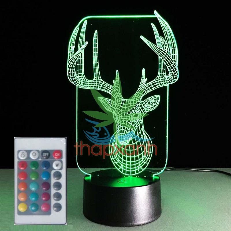 Đèn ngủ, Đèn trang trí Led 3D, Đèn ngủ 16 màu mini có điều khiển Lâu đài cổ tích