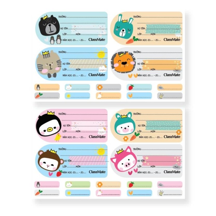 Nhãn vở học sinh Cartoon Class Mate NT-222 (1 tập gồm 16 cái)