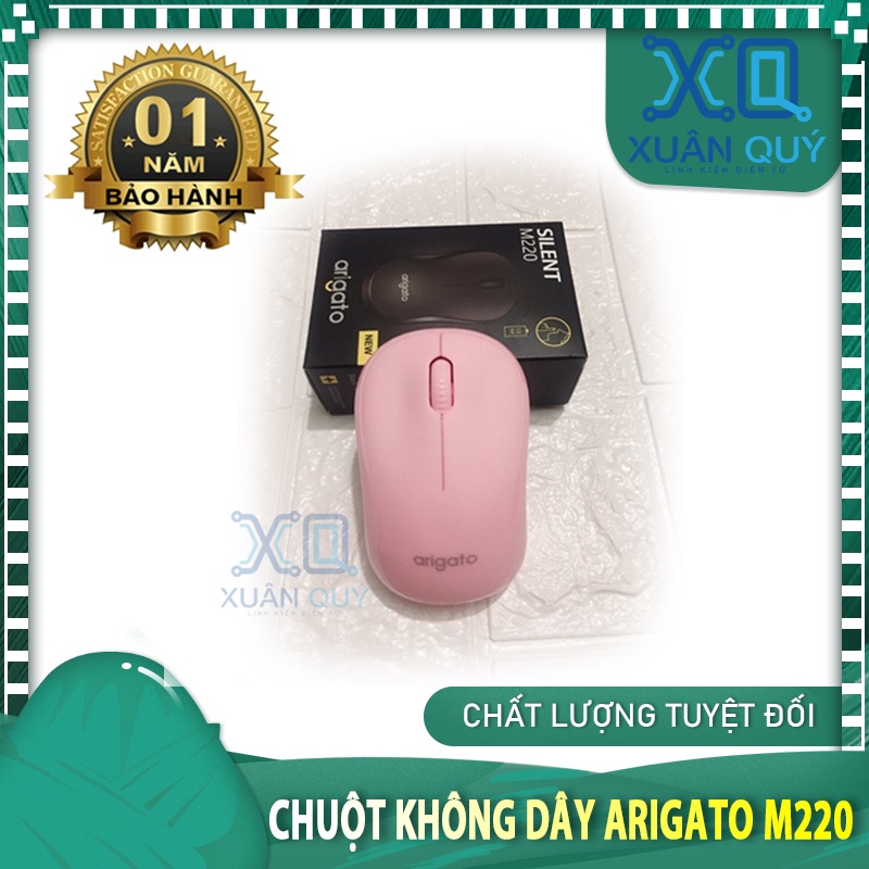 [SALE MẠNH] Chuột Không Dây Màu Hồng Arigato M220 Chính Hãng Không Tiếng Ồn Có Công Tắc On/Off - Bảo