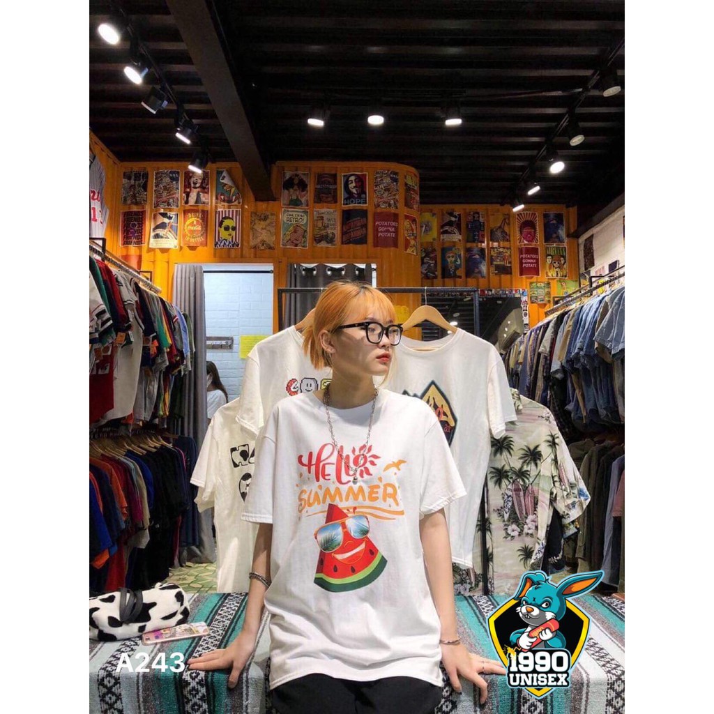 Áo thun Unisex in hình Dưa hấu HELLO SUMMER - Design by 1990 Unisex