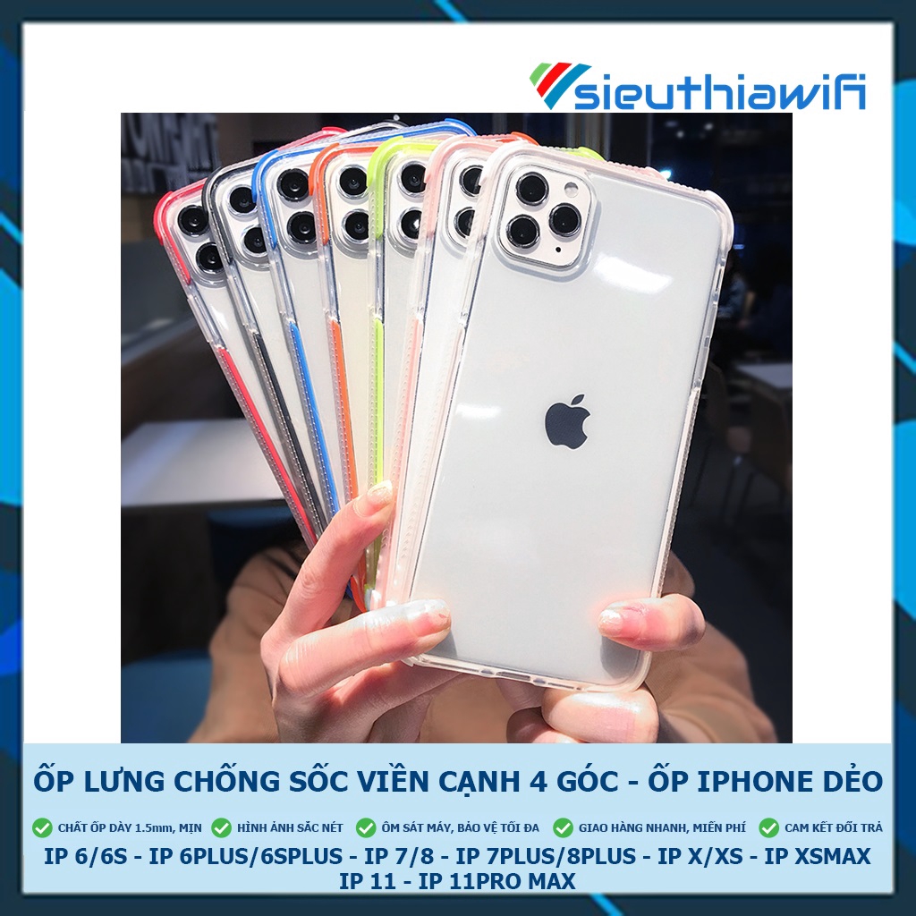 Ốp lưng iphone viền chống sốc 4 góc 5/5s/6/6plus/6s/6splus/7/7plus/8/8plus/x/xr/xs/11/12/pro/max/plus/promax -Awifi K6-3 | BigBuy360 - bigbuy360.vn