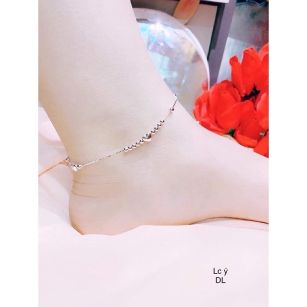 Lắc chân bi bạc ý mặt tim nhỏ