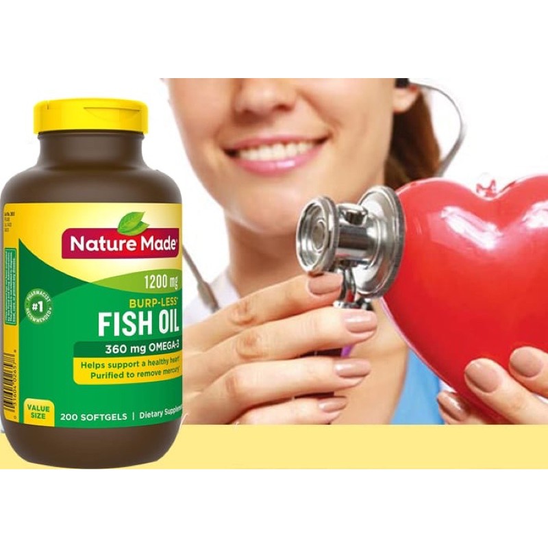 Dầu cá Nature Made 0mega3 Fish Oil 1200mg 200 Viên HÀNG MỸ