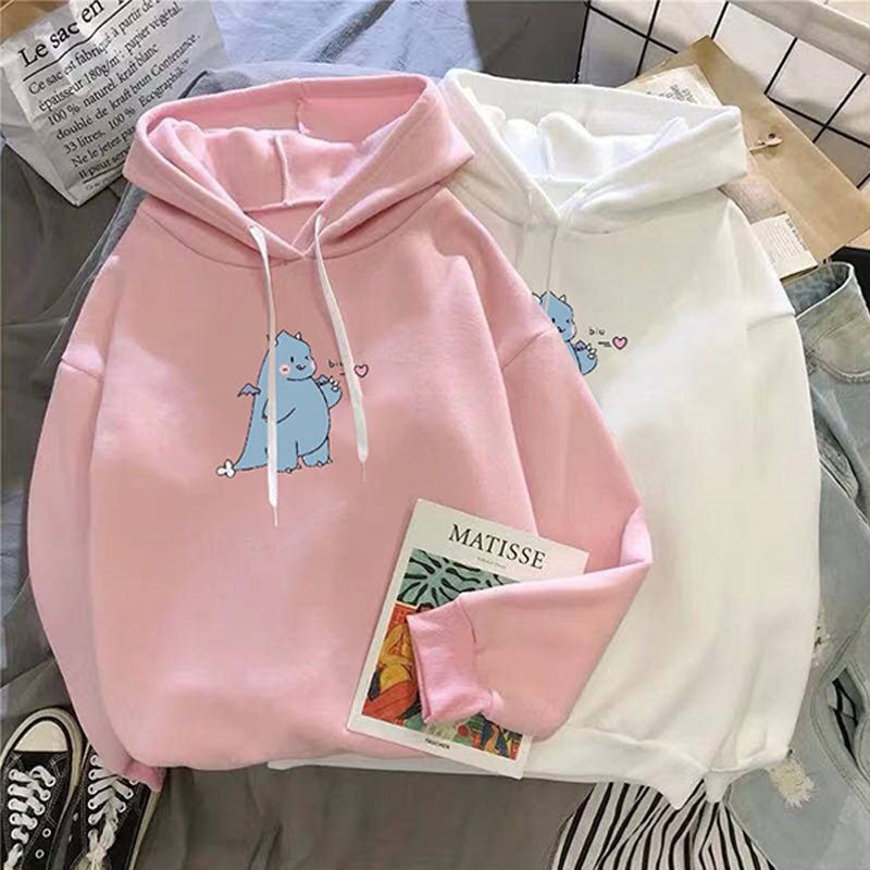 Áo hoodie tay dài họa tiết hoạt hình trẻ trung cho nữ