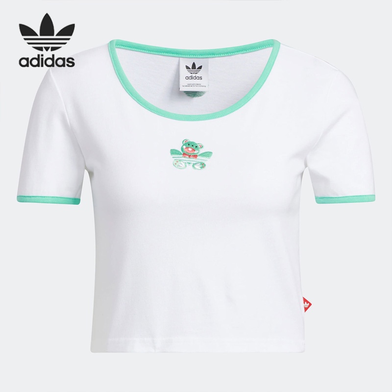 ADIDAS Áo Thun CROP Top Nữ Cổ Tròn Ngắn Tay Chính Hãng 100% cotton Phong Cách Thể Thao Thời Trang HR6909 HR6911