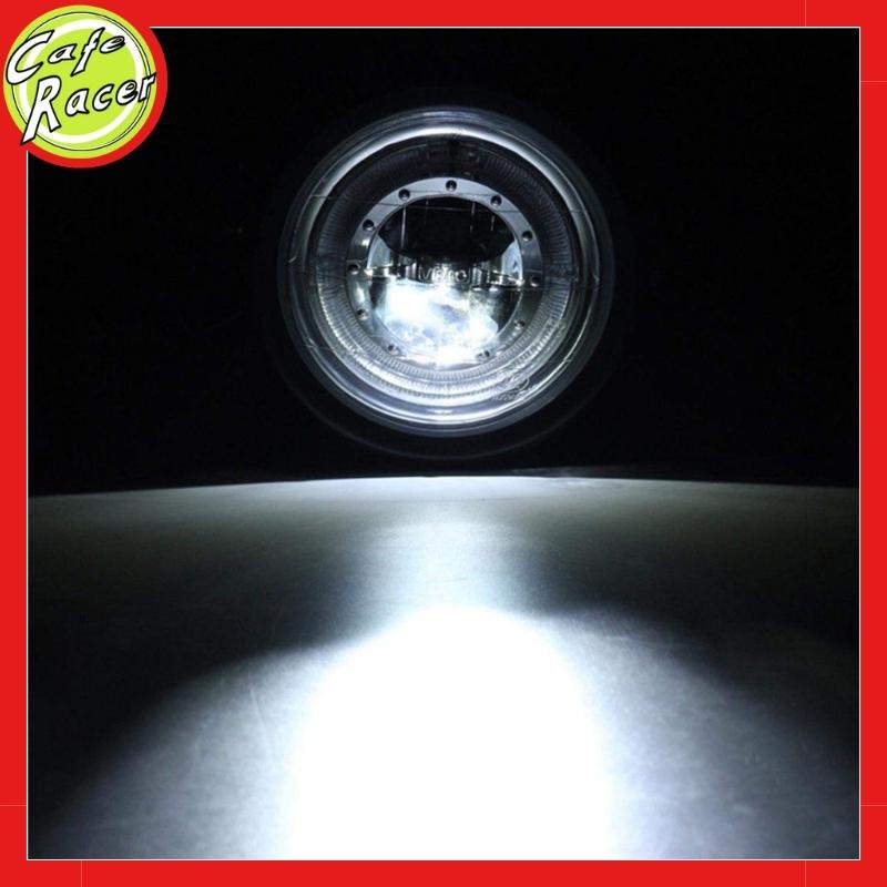 Đèn pha led viền xanh gáo sắt sơn tĩnh điện đen hoặc mạ crom sáng với mặt kính trong phủ sáng rộng