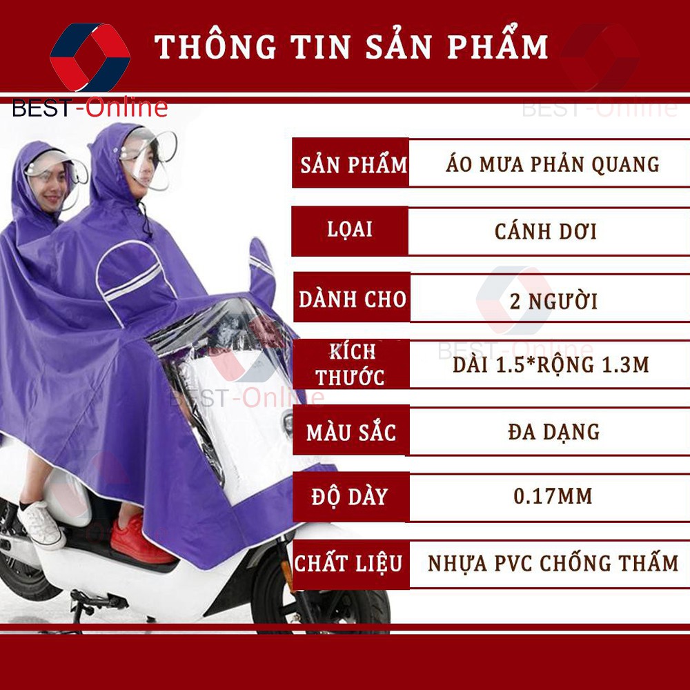 Áo mưa cánh dơi 1 đầu và 2 đầu phản quang có kính che mặt vải dù siêu dai, siêu bền