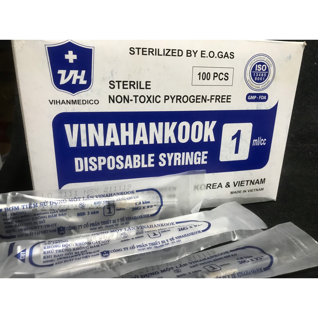 Bơm tiêm 1ml/cc Vinahankook (Hộp 100 cái)