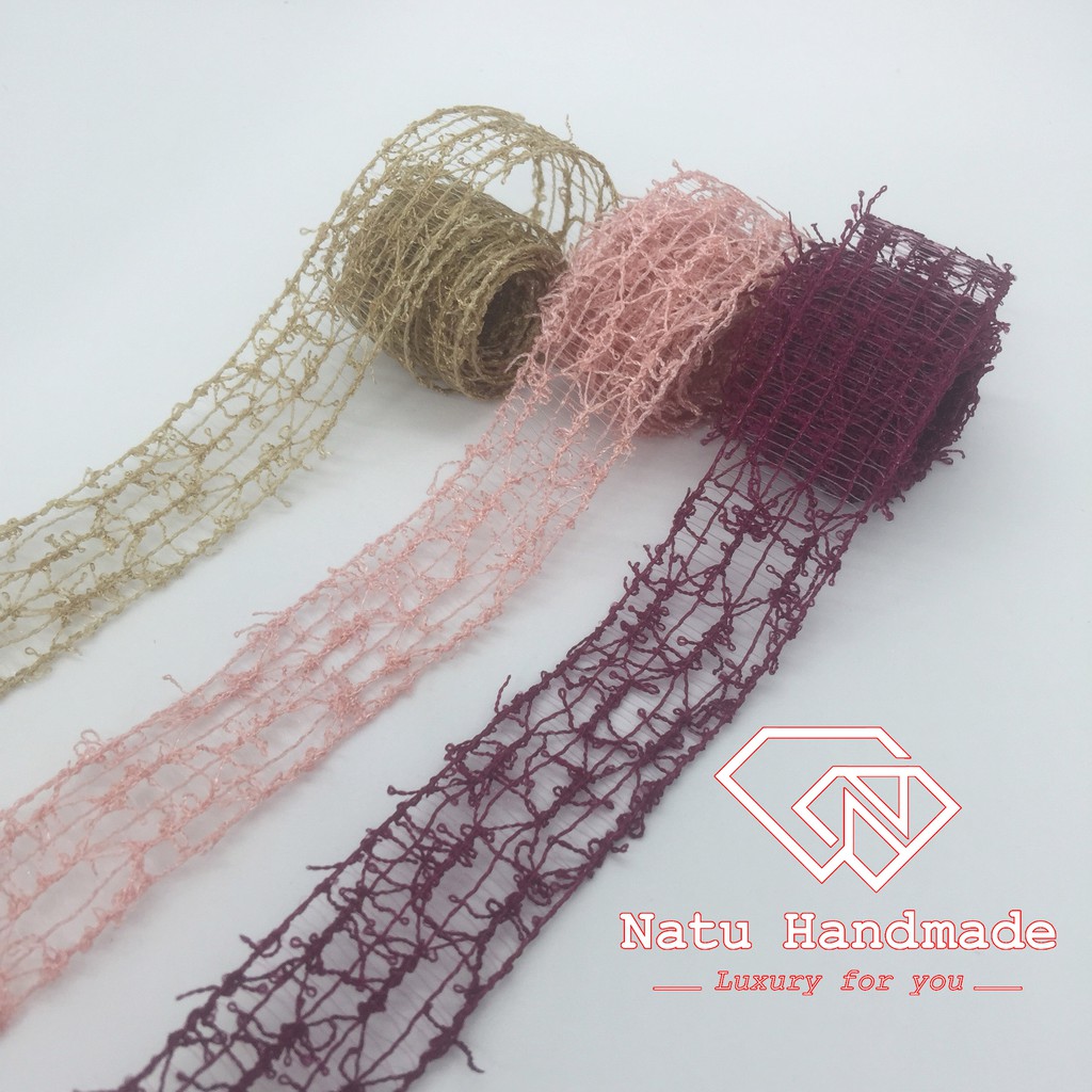 Nguyên liệu làm hoa cài áo - hoa cài tóc handmade - Ruy băng ren làm nơ handmade - 1m loại đẹp