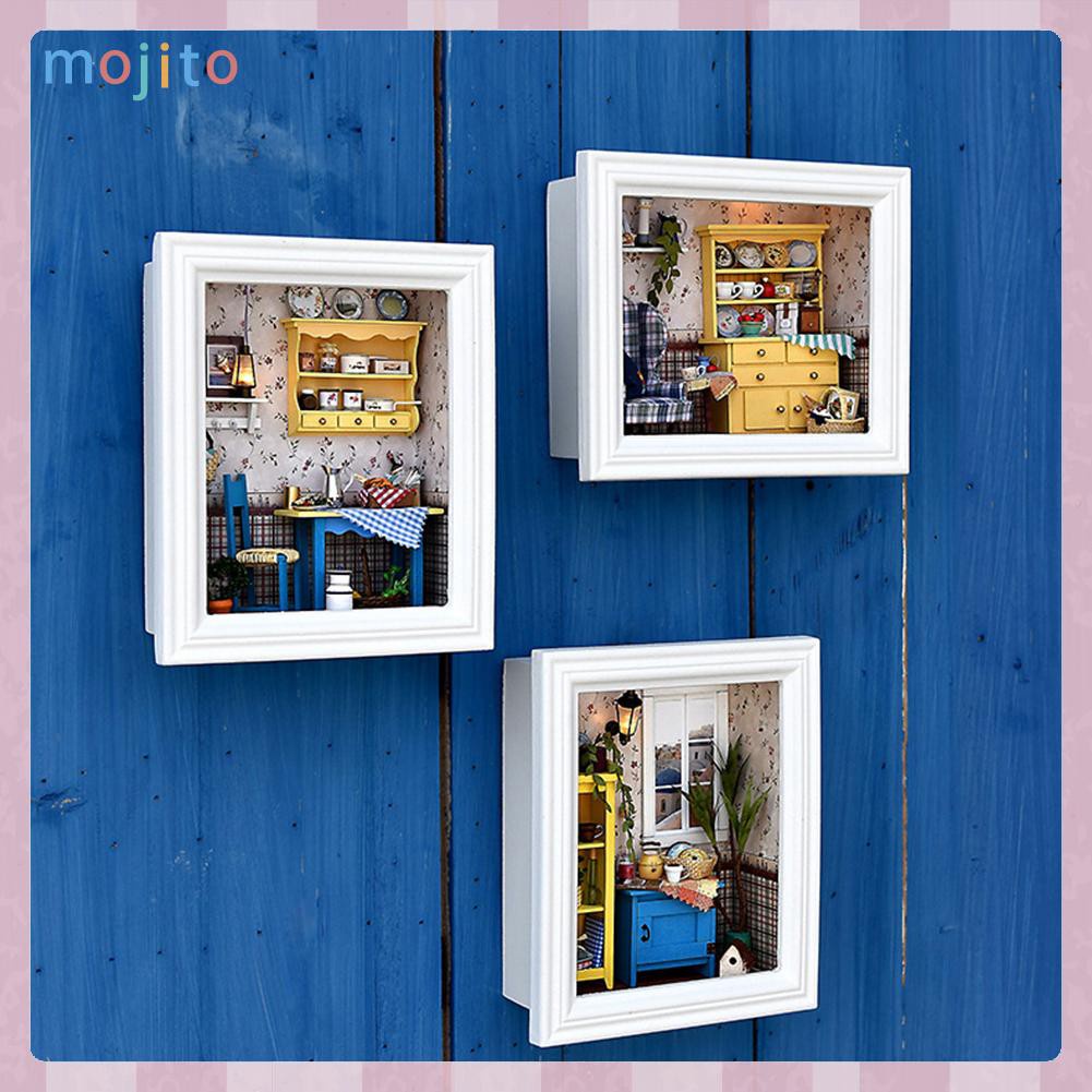 Bộ Đồ Chơi Lắp Ráp Mô Hình Nhà Búp Bê Mojito Kèm Khung Ảnh Diy