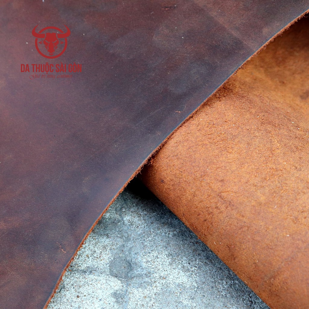 10 Pia da sáp ngựa điên màu nâu hạt dẻ  thương hiệu Da Thuộc Sài Gòn