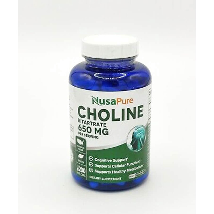 Viên uống bổ sung Choline NusaPure Choline Bitartrate 650mg 200 Capsules