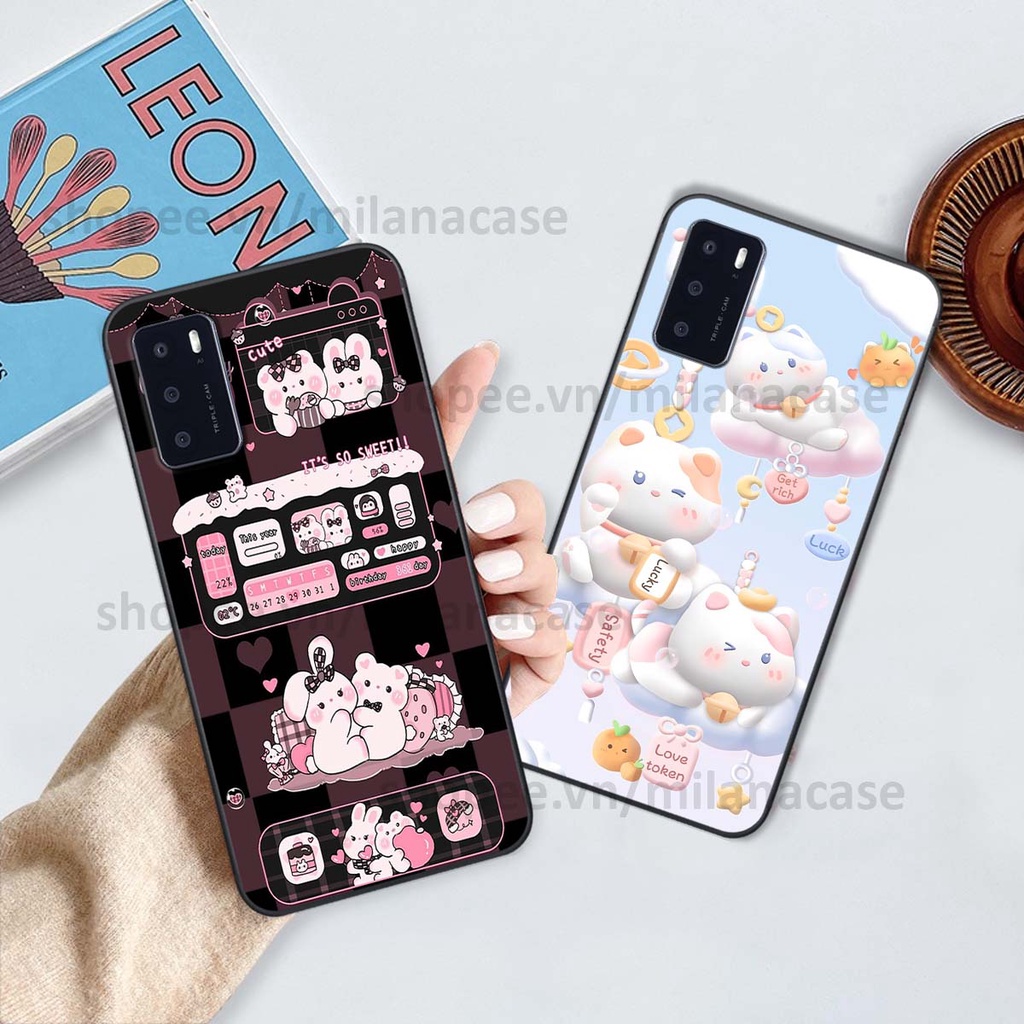 Ốp Oppo A16 hình đồng hồ icon gấu mèo cute cực dễ thương ngộ nghĩnh