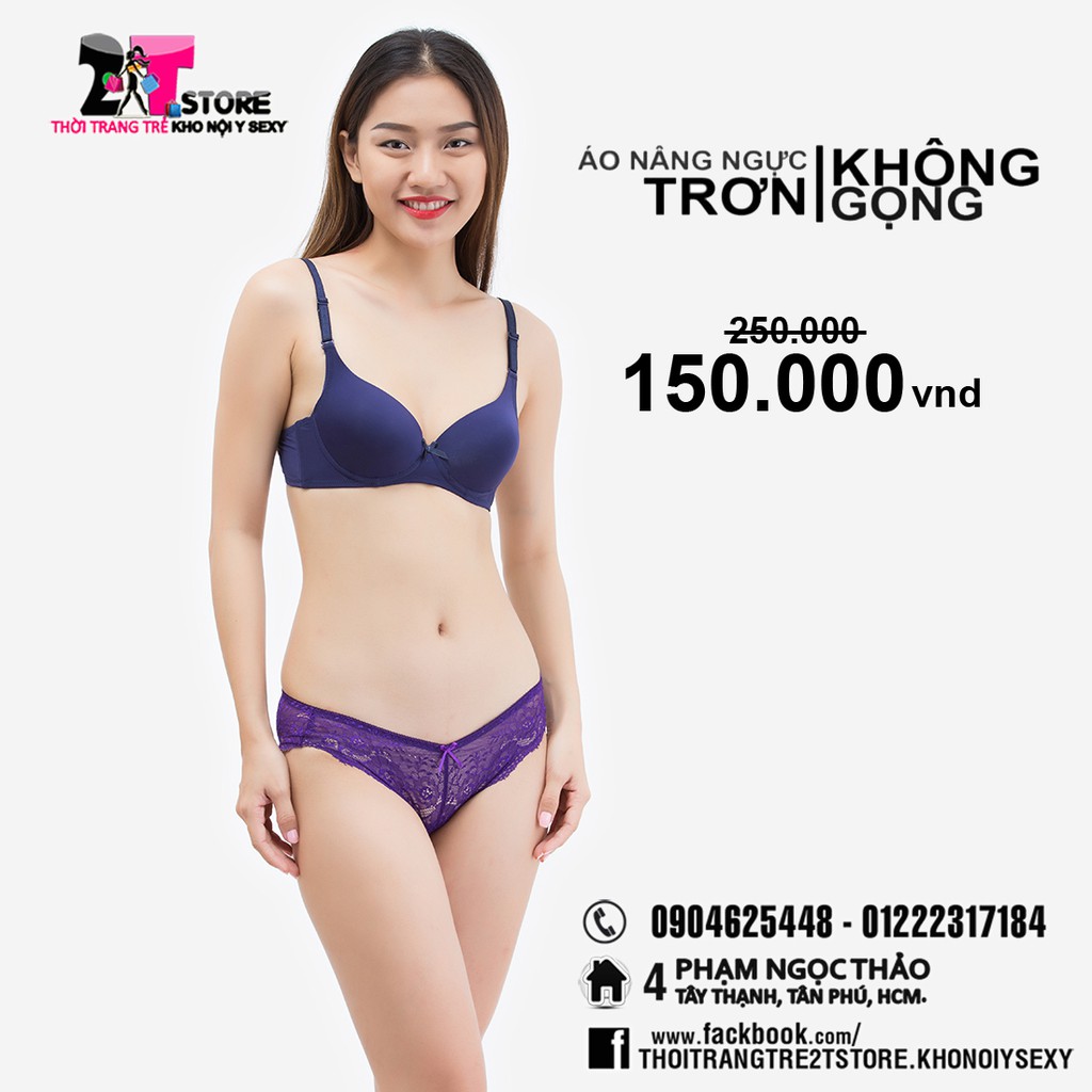 Áo Nâng Ngực Cotton Không Gọng Trơn (Xanh Dương)