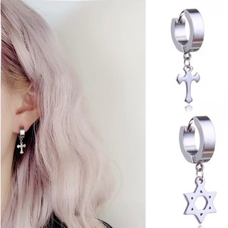 Bông Tai Xỏ Lỗ Unisex Dành Cho Cả Nam Và Nữ- khuyên titan ngôi sao và thánh giá không dị ứng không gỉ