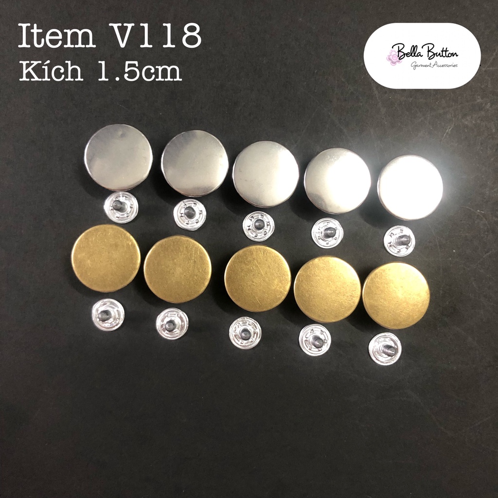 SET 10 NÚT ĐÓNG QUẦN JEANS BẠC/ ĐÒNG 1.5CM V118 - tr.button