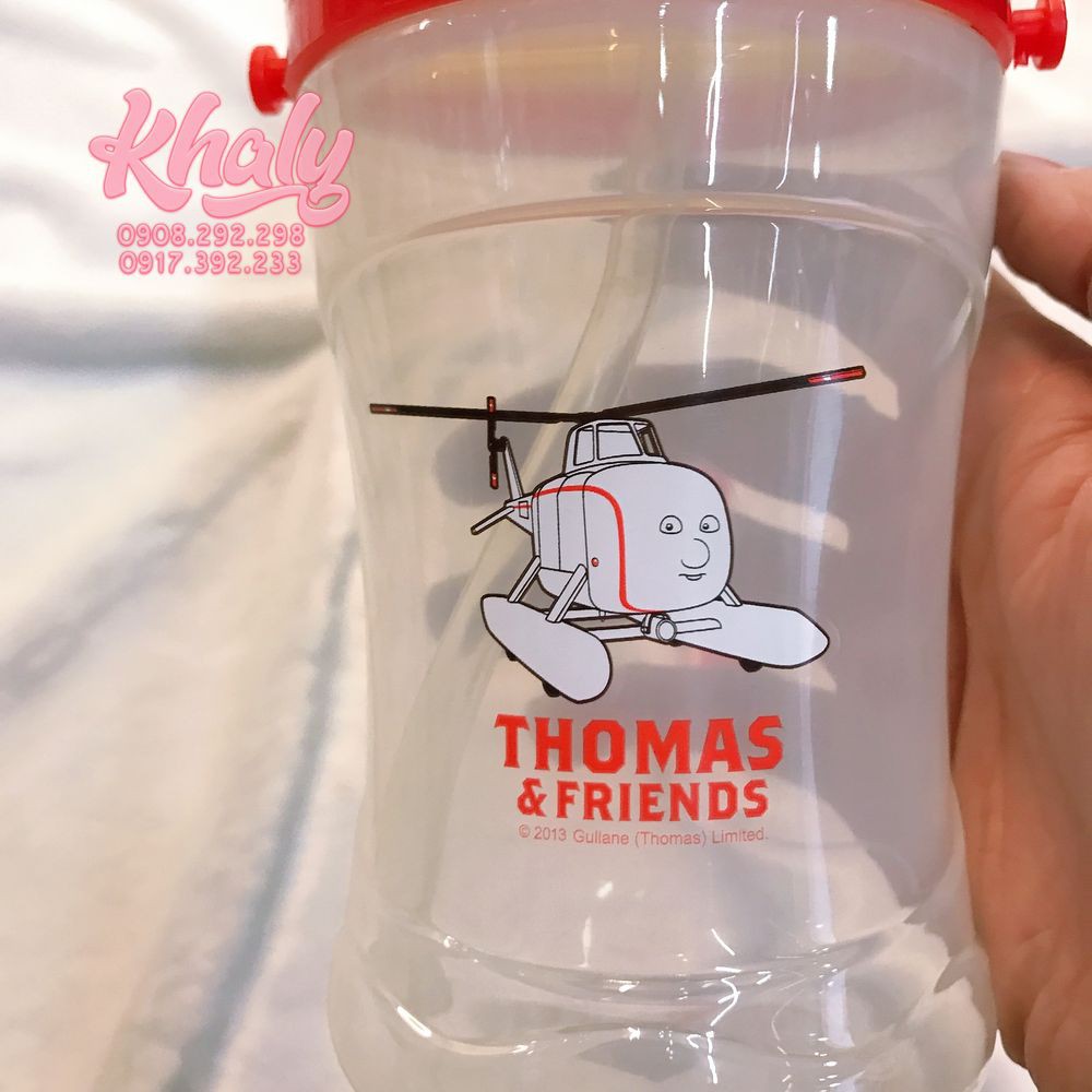 Bình nước trong suốt có ống hút hình xe lửa Thomas & Friends cho trẻ em, bé trai (360ml)