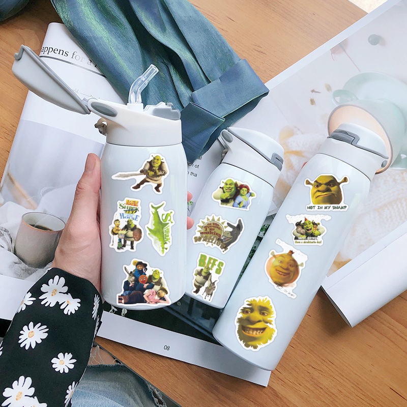 Bộ 100 / 50 Miếng Dán Chống Thấm Nước Hình Shrek Trang Trí Xe Hơi / Ván Trượt /