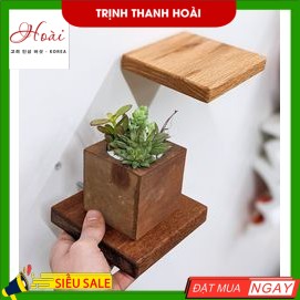 Kệ gỗ vuông bắt vít âm tường trang trí FEGO/ Kệ treo tường bằng gỗ tự nhiên phong cách tối giản