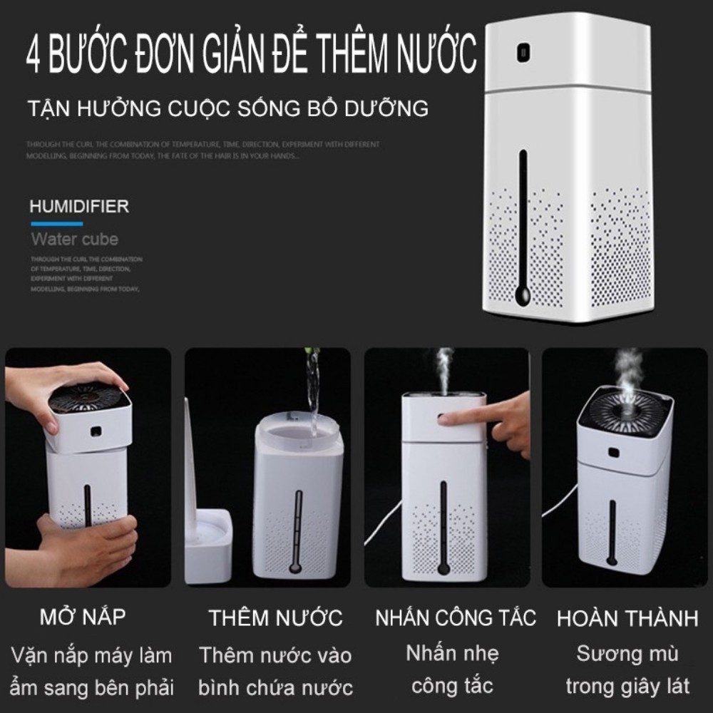 Máy phun sương , máy xông tinh dầu tạo ẩm không khí khuếch tán mùi thơm phòng TIME HOME