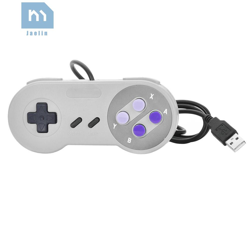 Tay cầm chơi game 4 nút Nintendo SNES tích hợp cáp USB cho máy tính PC/Mac
