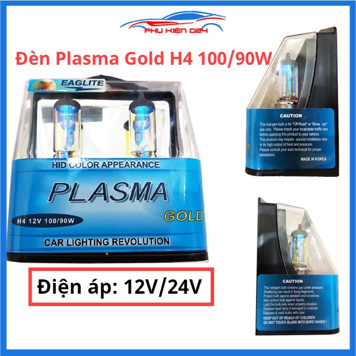 Bộ 2 đèn PLASMA GOLG chân H4 điện áp 12V/24V công suất 100-90W Hàn Quốc