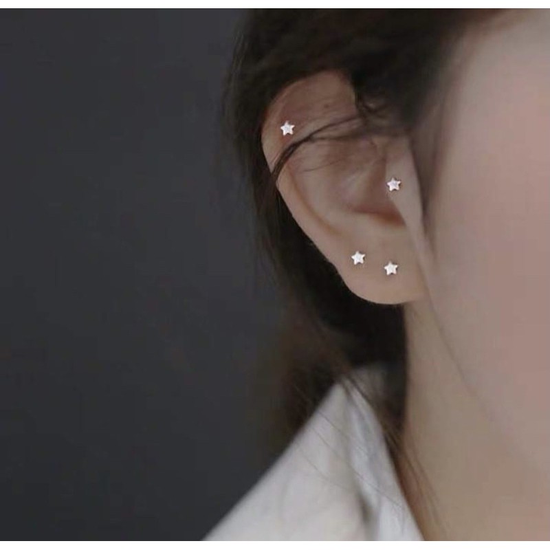 1 CHIẾC bông tai hình học siêu mini bạc 30%