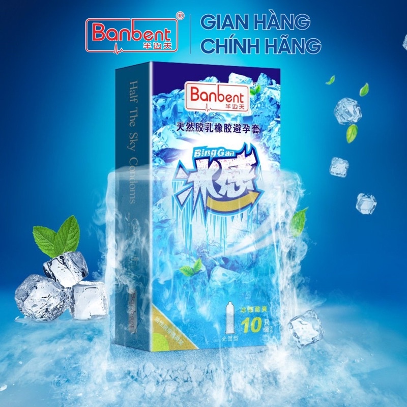 Bao Cao Su BANBENT 0.01 siêu mỏng, nhiều gel bôi trơn, gân gai, truyền nhiệt tốt, hương thơm Hộp 10 bcs