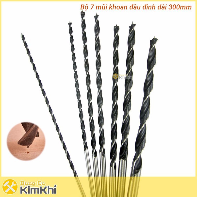 Bộ 7 mũi khoan gỗ đầu đinh 4-12mm dài 300mm