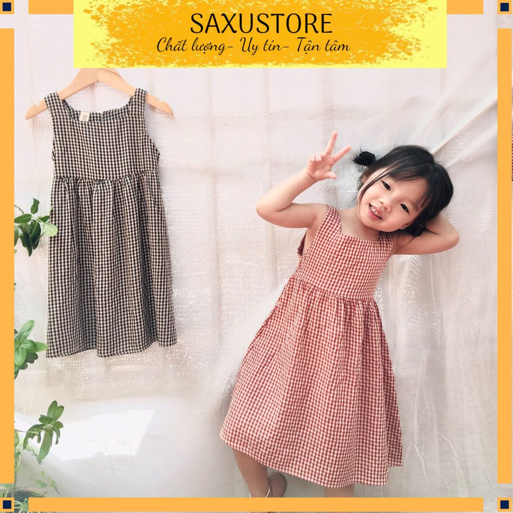 ❤ Váy babydoll cho bé siêu xinh chất đẹp, hoạ tiết caro cho bé đi học, đi chơi